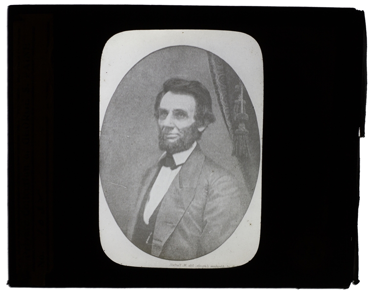 Abraham Lincoln Magic Lantern Slide -- Taken as President-Elect in 1861